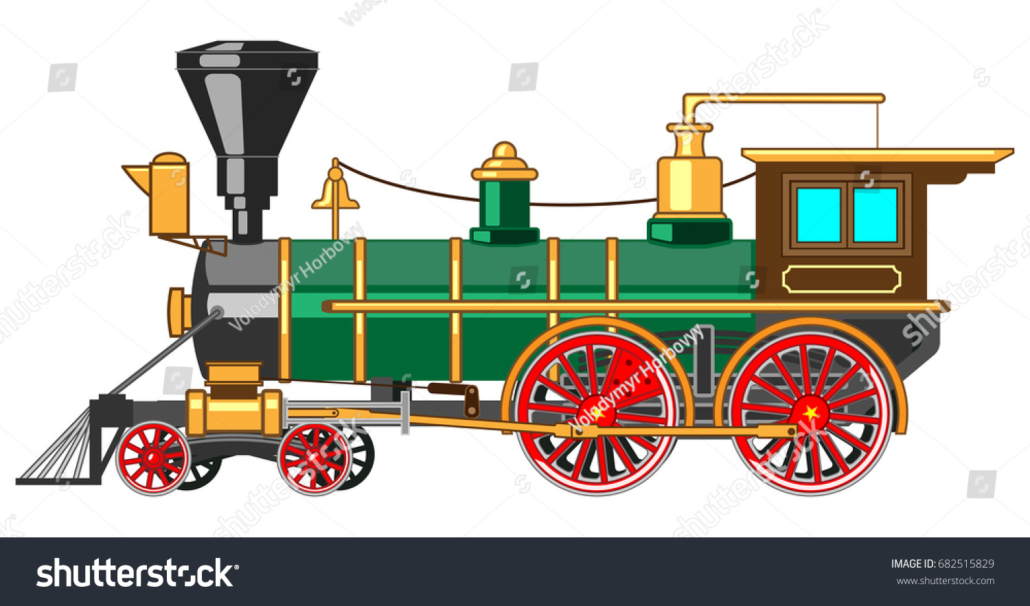 Bright Cartoon Steam Locomotive Stock Vector (Royalty Free) 682515829 ...