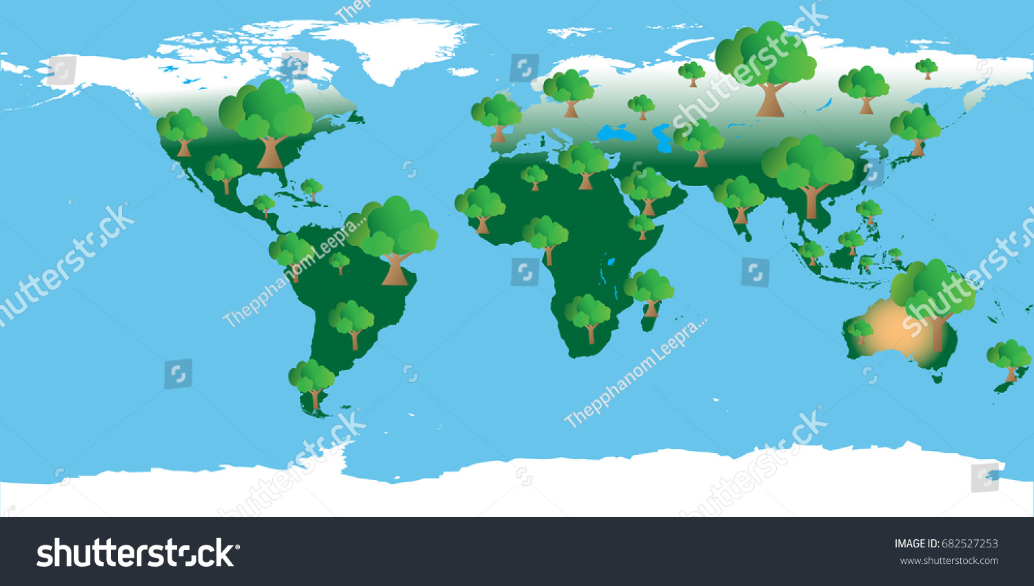 Tree On World Map Good Environment Stock Vector (Royalty Free ...