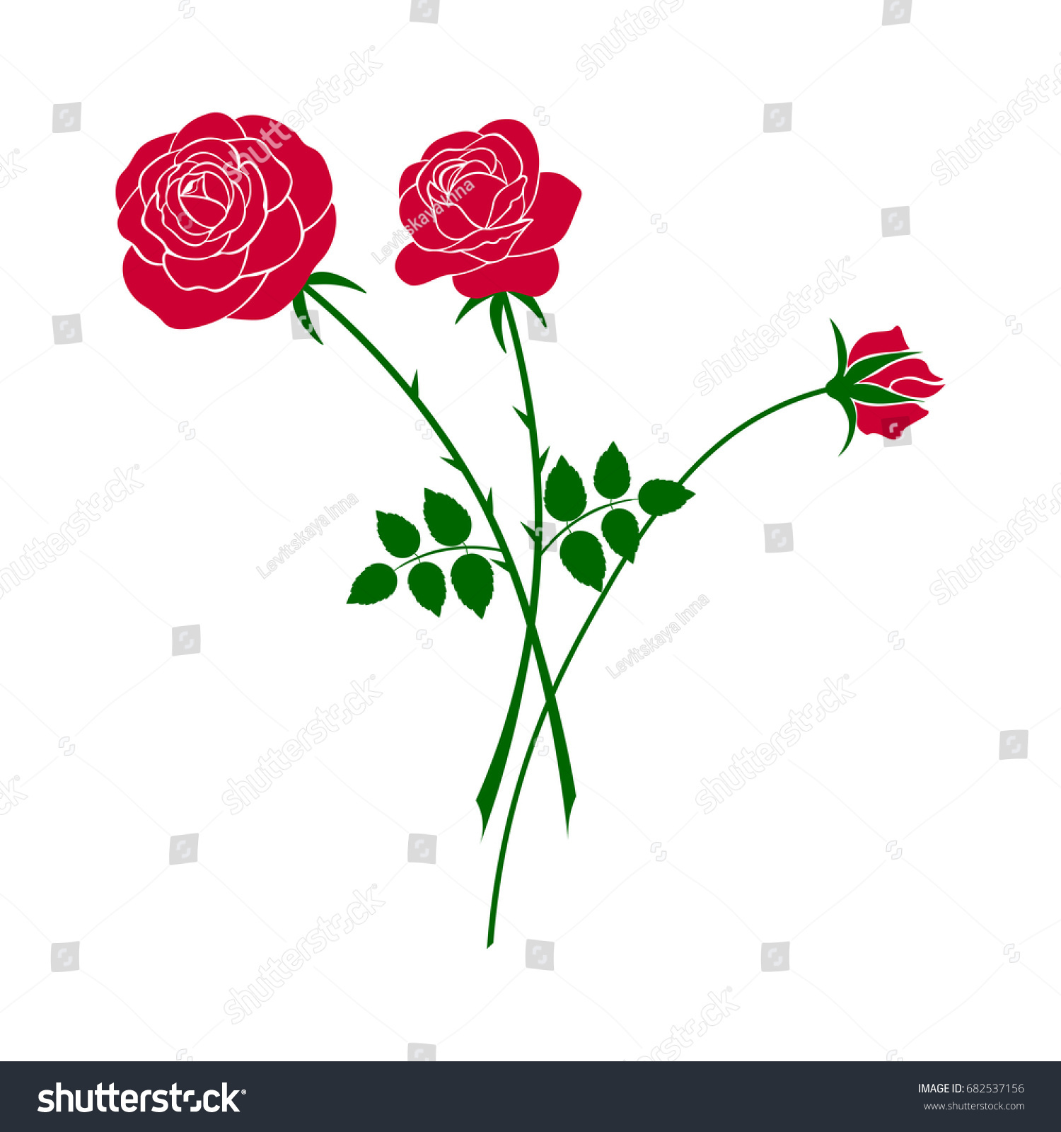 Silhouette Rose On White Background Stock Vector (Royalty Free ...