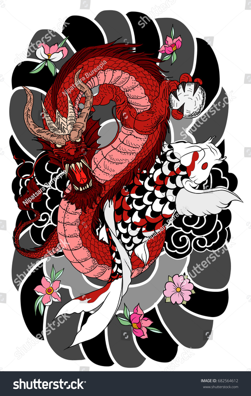 dragon koi fish tattoo forearm