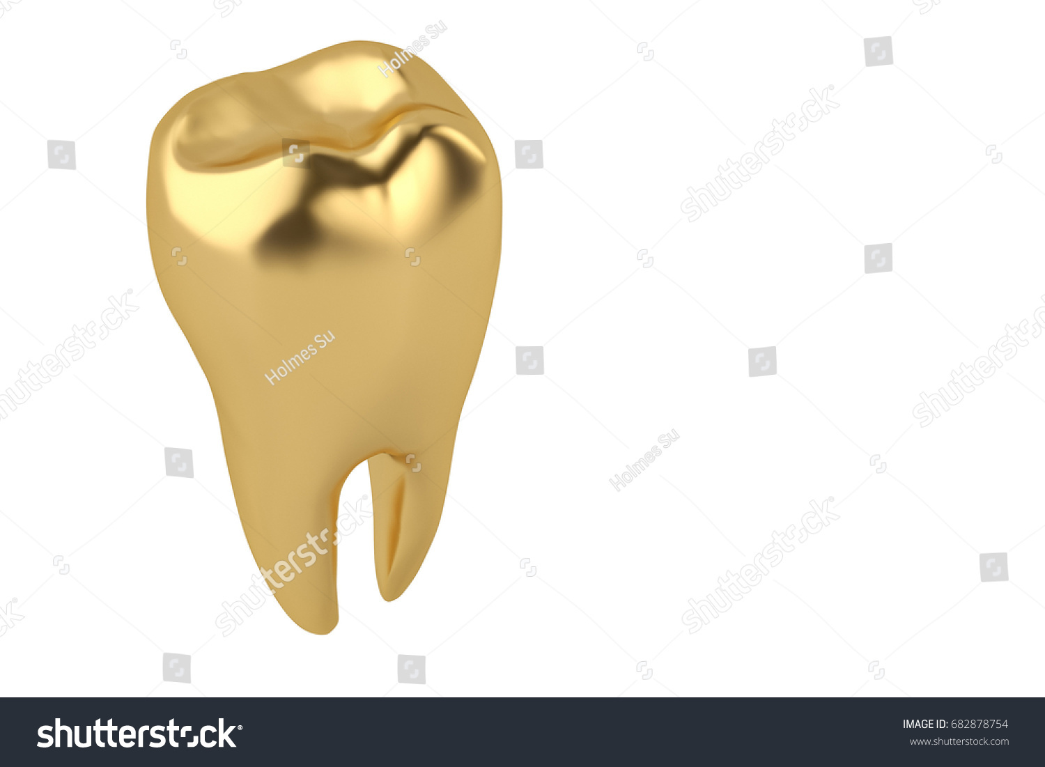 Gold Tooth On White Background 3d Stock Illustration 682878754