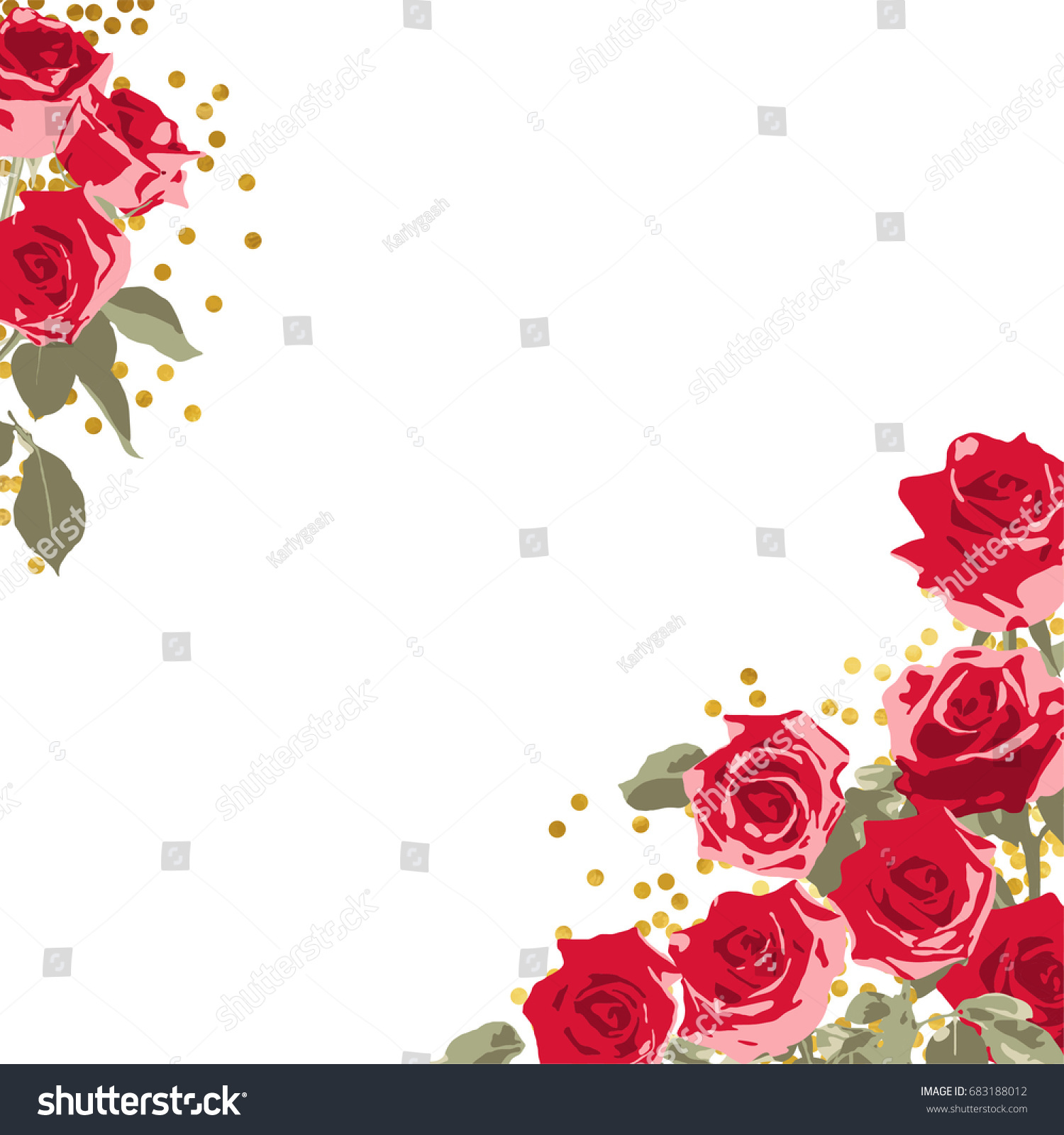 Red Hand Drawn Roses Angular Frames Stock Vector (Royalty Free ...