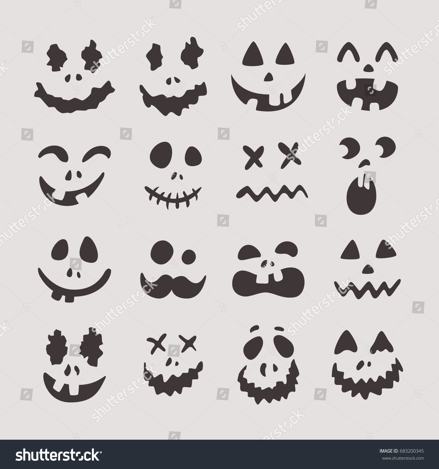 Happy Halloween Teeth Set Characters Zombie Stock Vector (Royalty Free ...