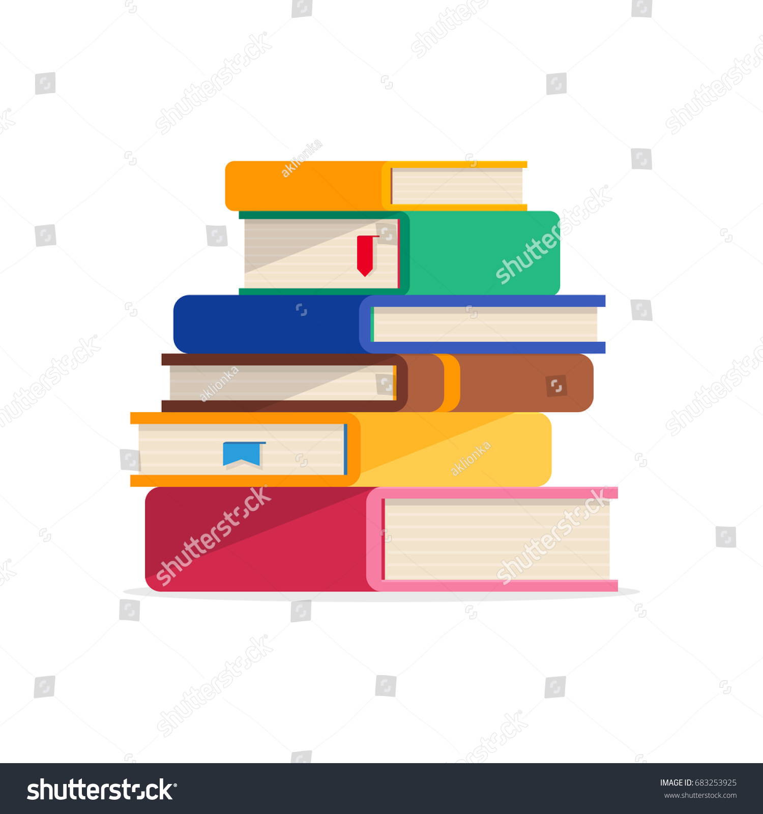 Pile Books Flat Style Isolated On Stock Vector (Royalty Free) 683253925 ...