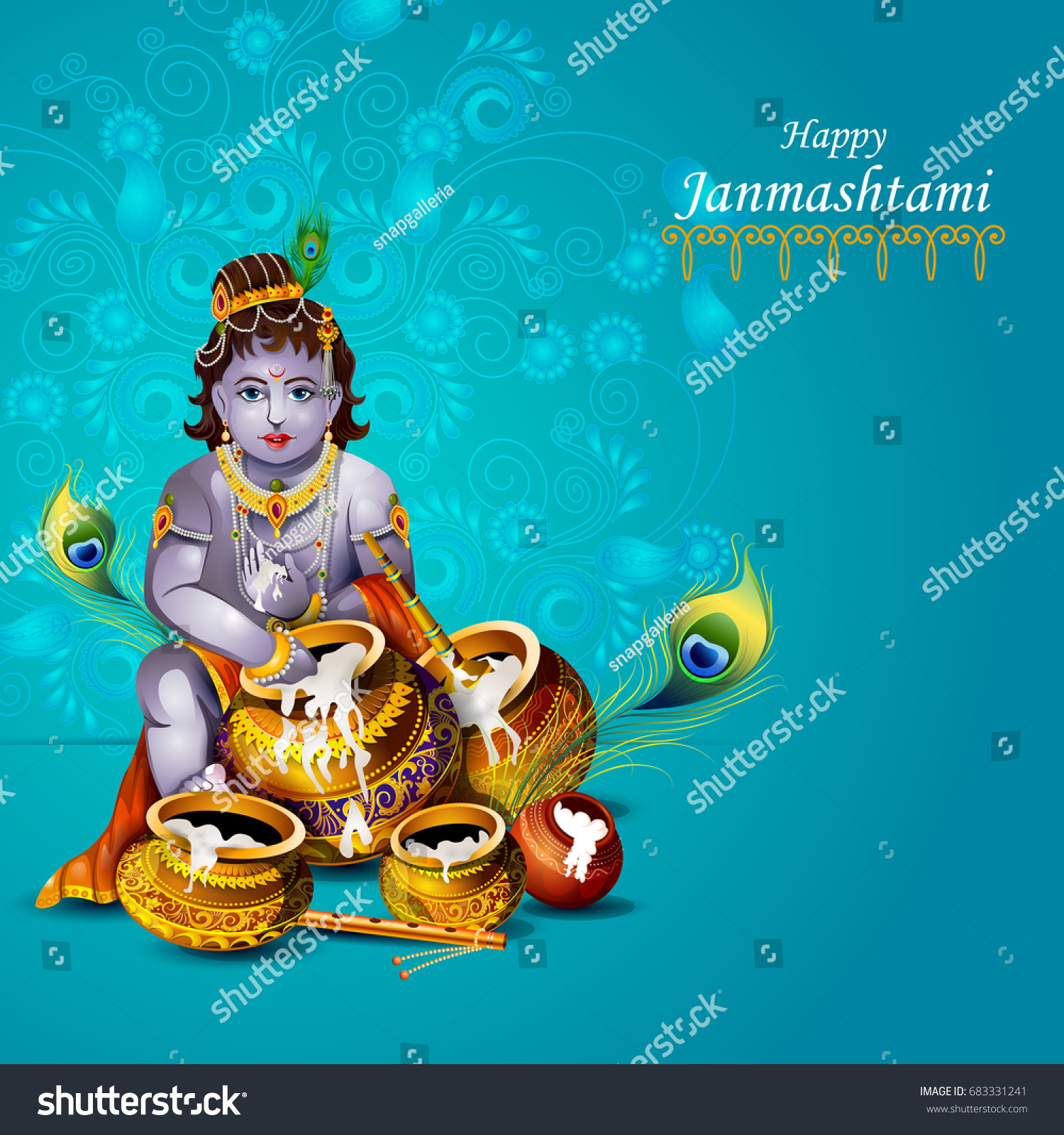 Easy Edit Vector Illustration Happy Krishna Stock Vector (Royalty Free ...