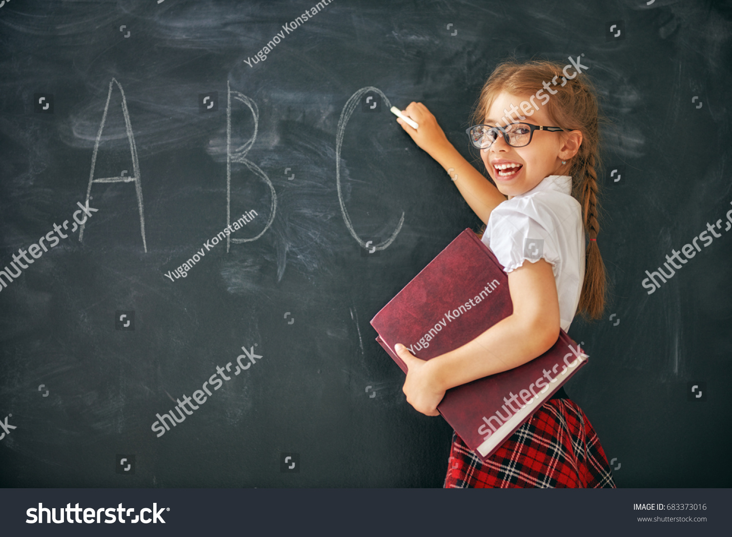 Back School Happy Cute Industrious Child Stock Photo 683373016 ...