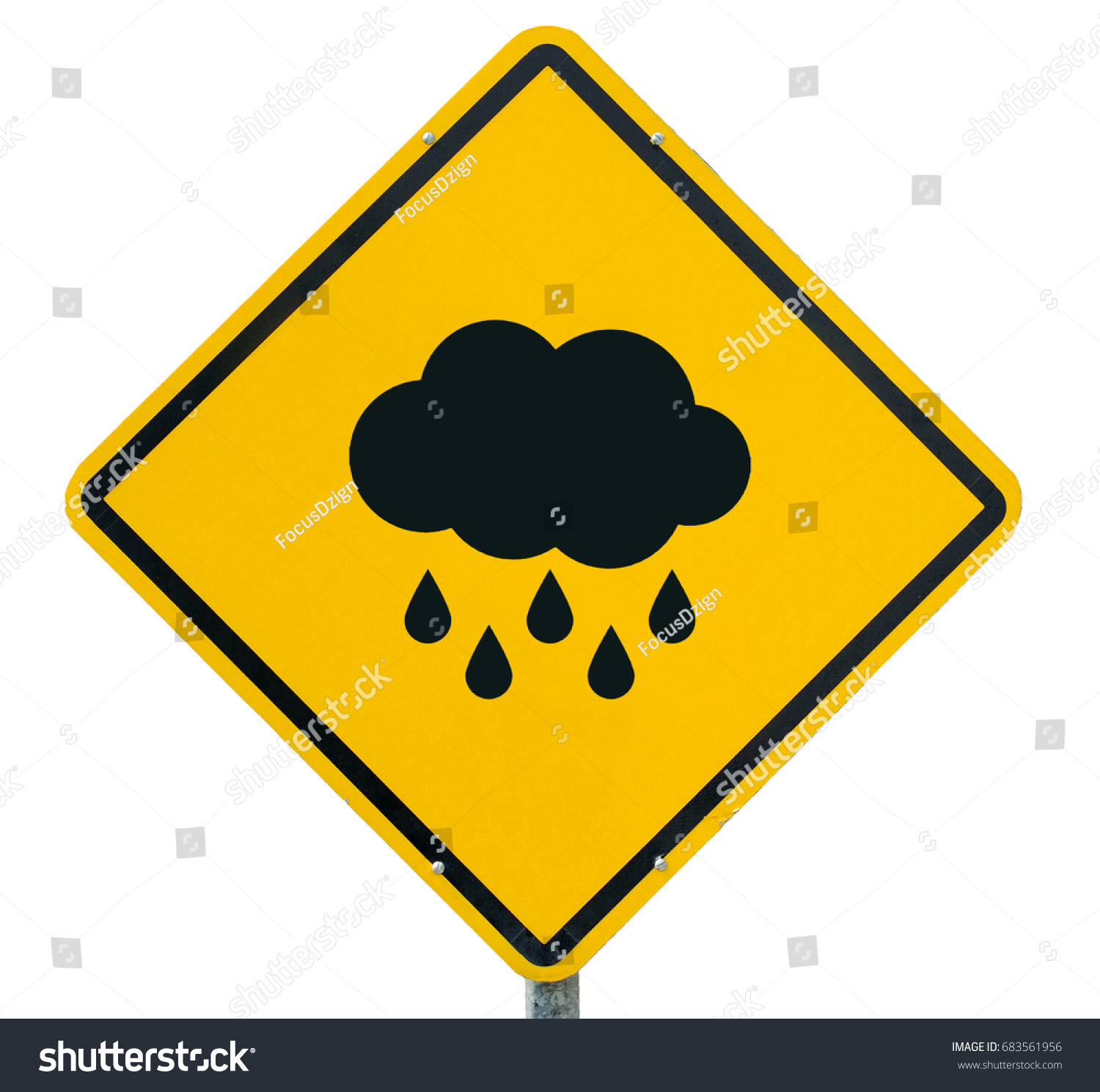 Cloud Raindrops Falling Down Yellow Warning Stock Photo 683561956 ...