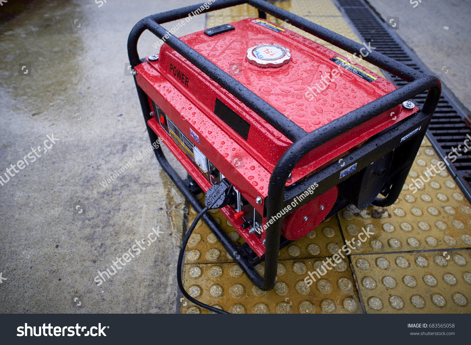 Forbid Draw Toll Electric Generator Used Rain On Ground Stock Photo 683565058 | Shutterstock