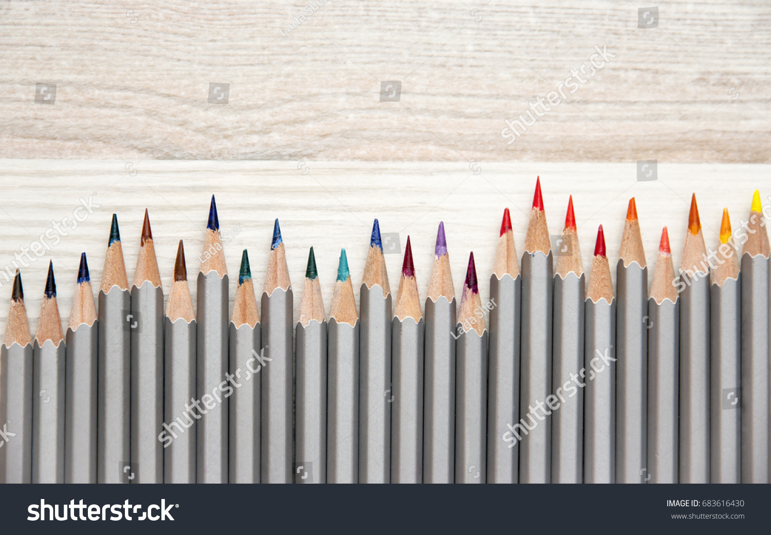 Beautiful Flat Layer Colored Pencils Steel Stock Photo 683616430 ...