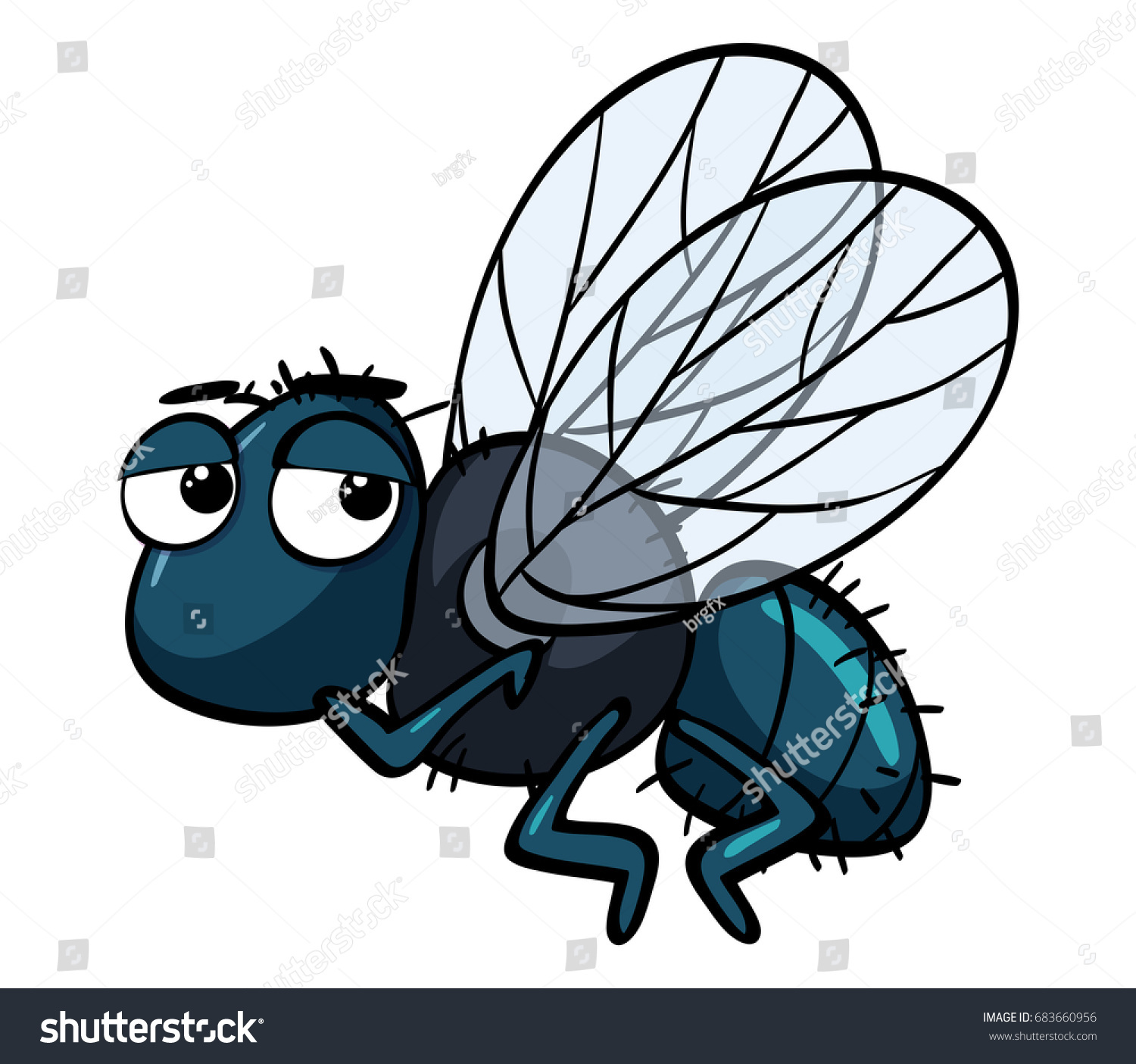 Sad Housefly On White Background Illustration Stock Vector (Royalty ...