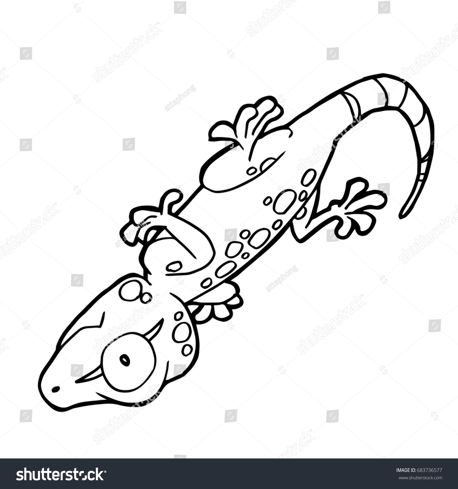 Cartoon Cute Gecko Coloring Page Vector Stock Vector (Royalty Free ...