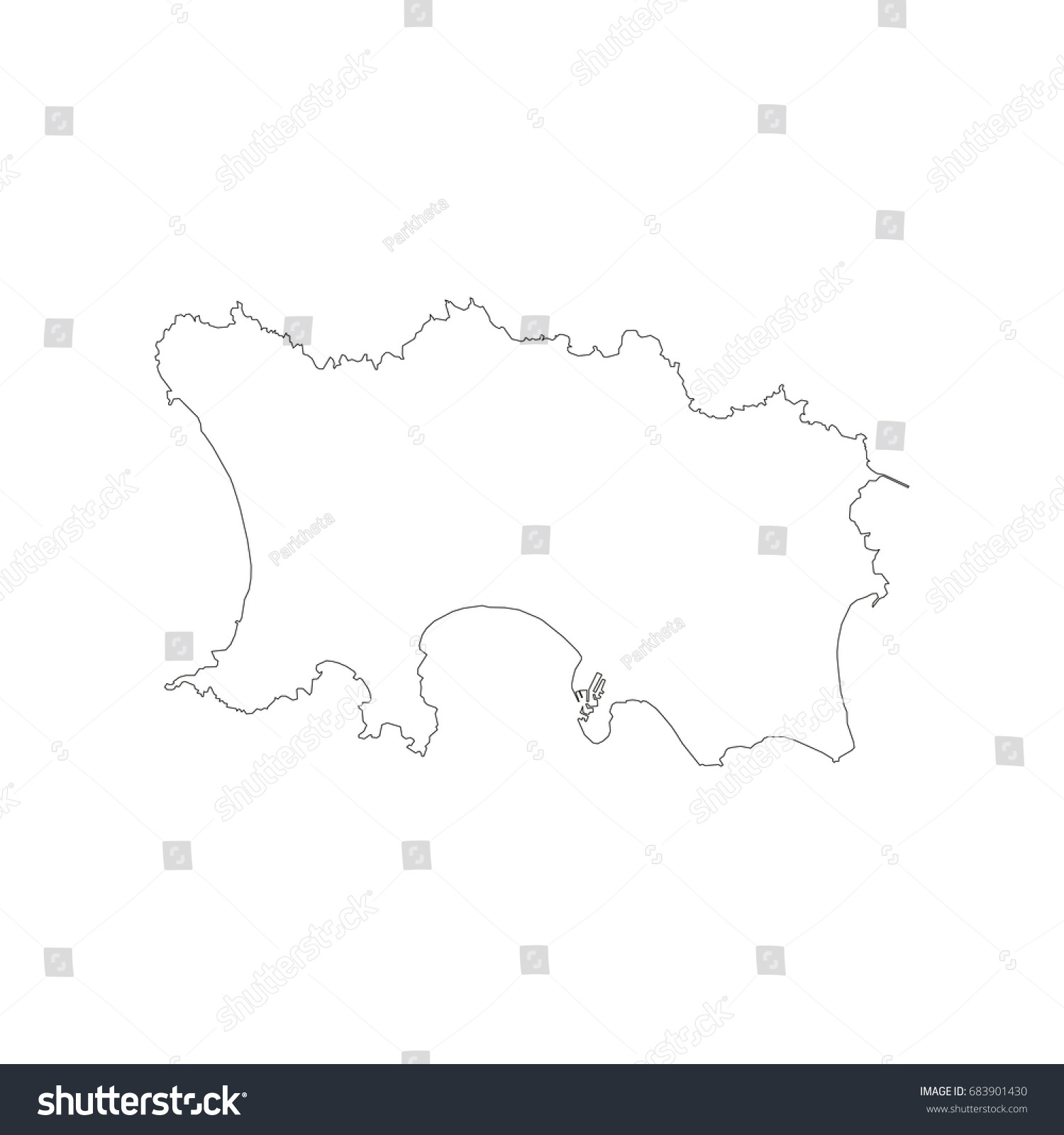 Jersey Map Outline On White Background Stock Vector (Royalty Free ...