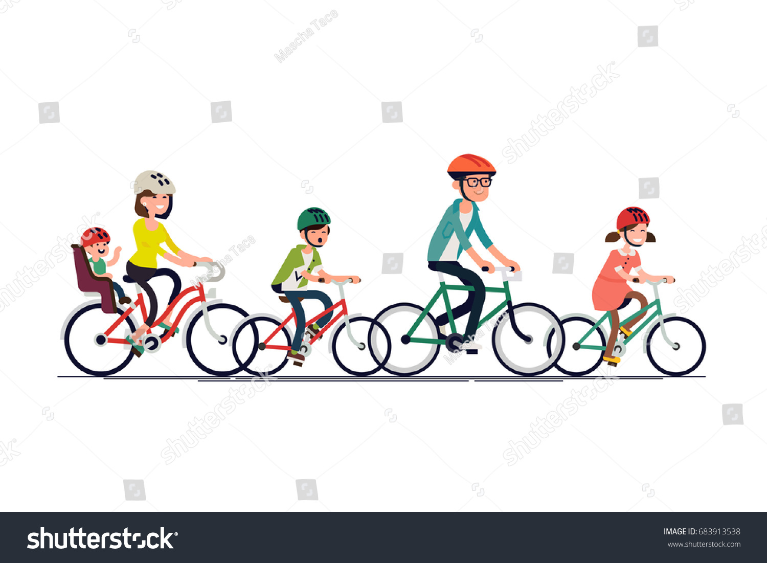 Семья на велосипедах клипарт