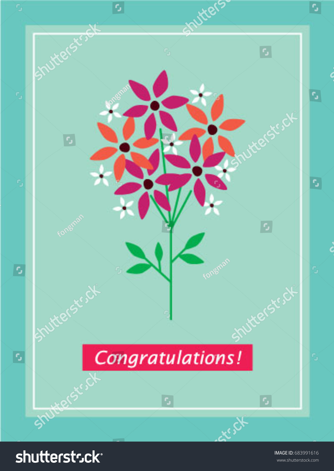 Congratulations Greeting Card Flower Graphic Vector Stock Vector 