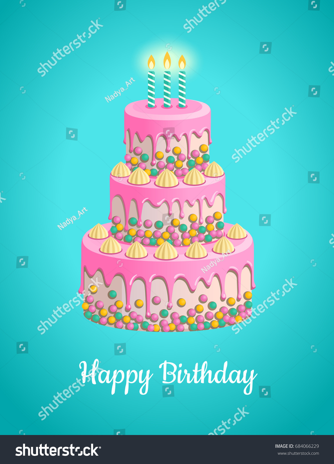 Happy Birthday Greeting Card Vector Illustration Stock Vector (Royalty ...