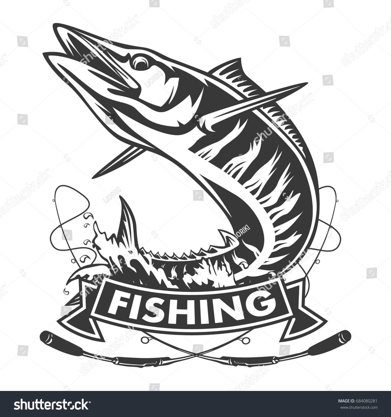 Illustration Wahoo Acanthocybium Solandri Scombrid Fish Stock Vector 