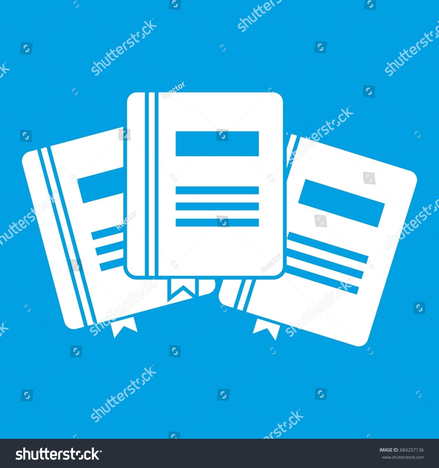 Three Books Bookmarks Icon White Stock Vector Royalty Free 684207136