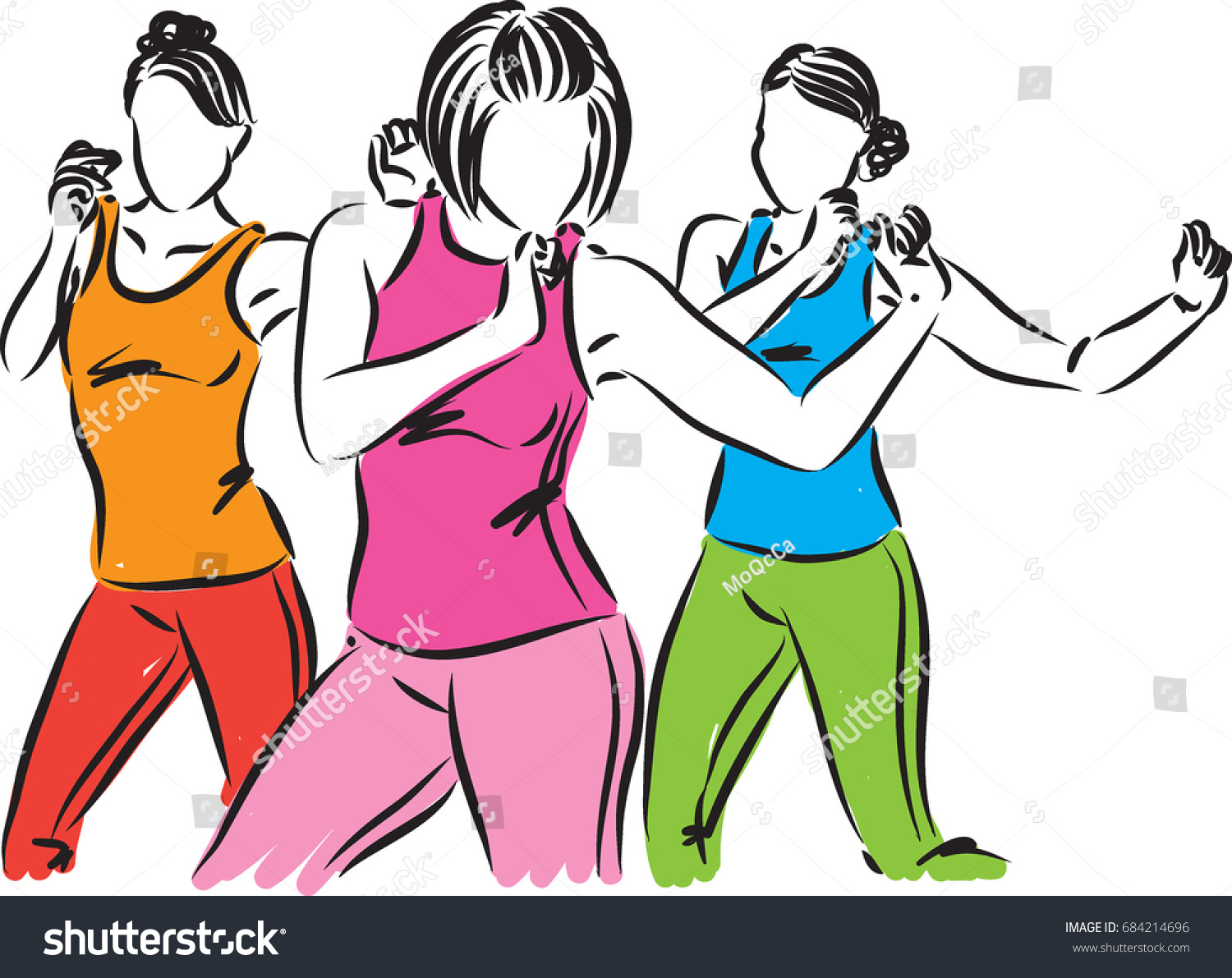 Group Dancers Women Vector Illustration Stock Vector (Royalty Free ...