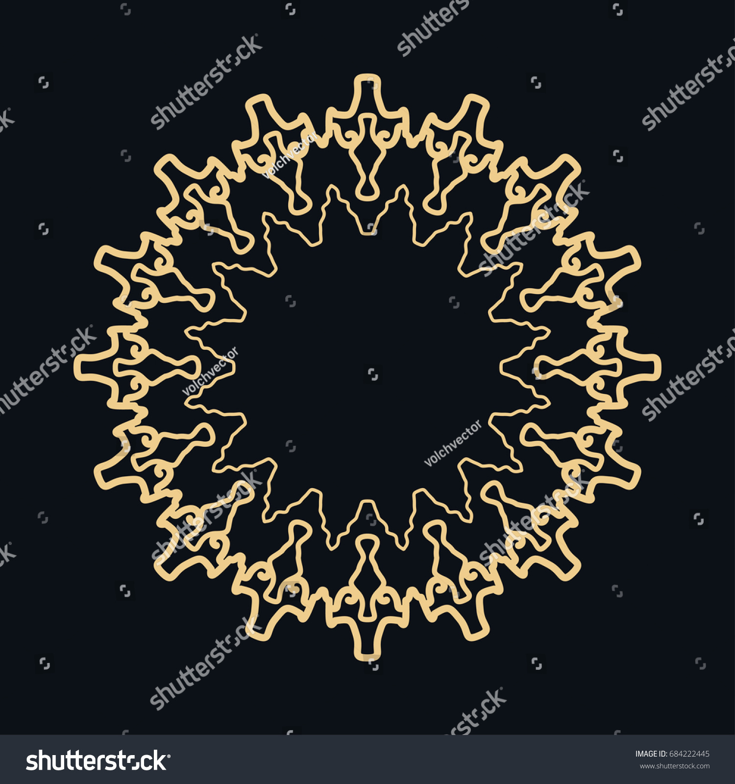 Golden Round Ornament Frame Border Line Stock Vector (Royalty Free ...