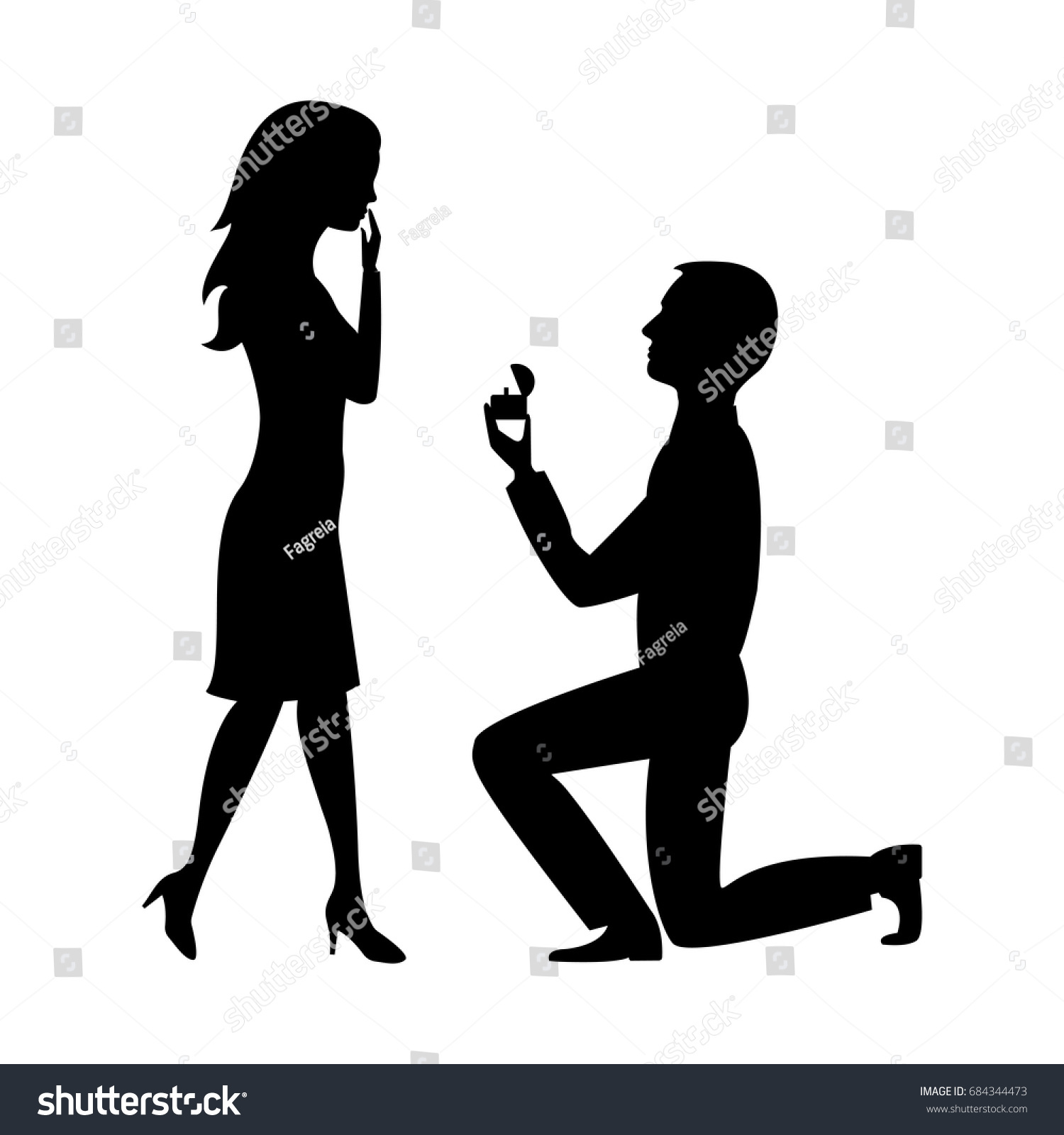 Black Silhouette Man Woman Gift Ring Stock Vector (Royalty Free ...