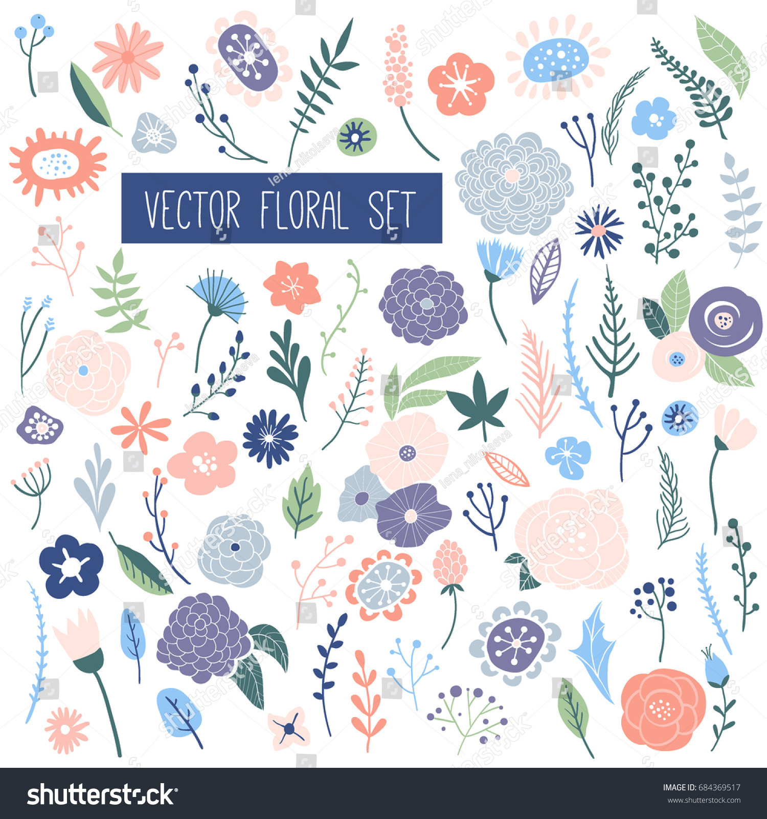 Flower Graphic Design Vector Set Floral Stock Vector (Royalty Free ...