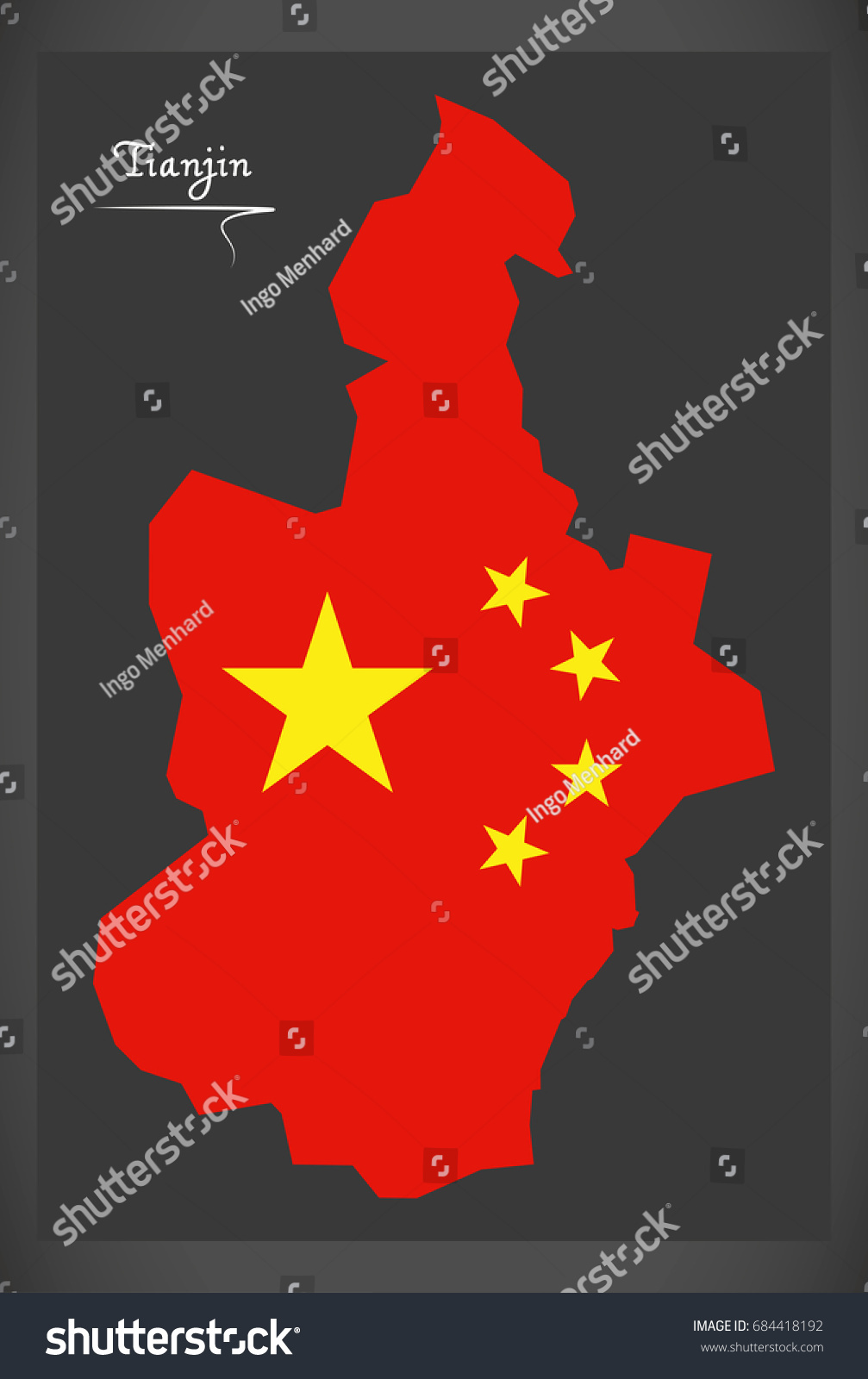 Tianjin China Map Chinese National Flag Stock Vector (Royalty Free ...