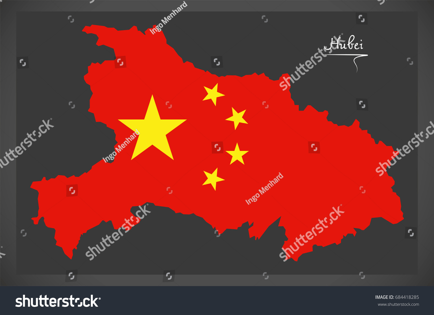 Hubei China Map Chinese National Flag Stock Vector (Royalty Free ...