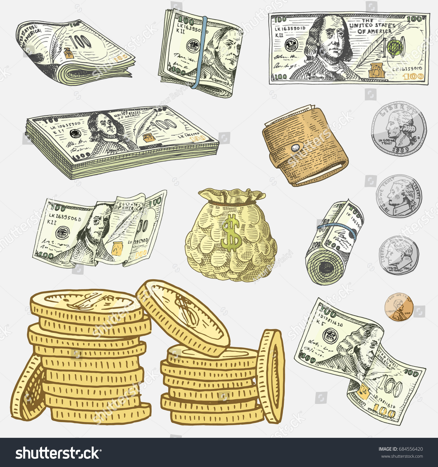 Рисунок старинные деньги