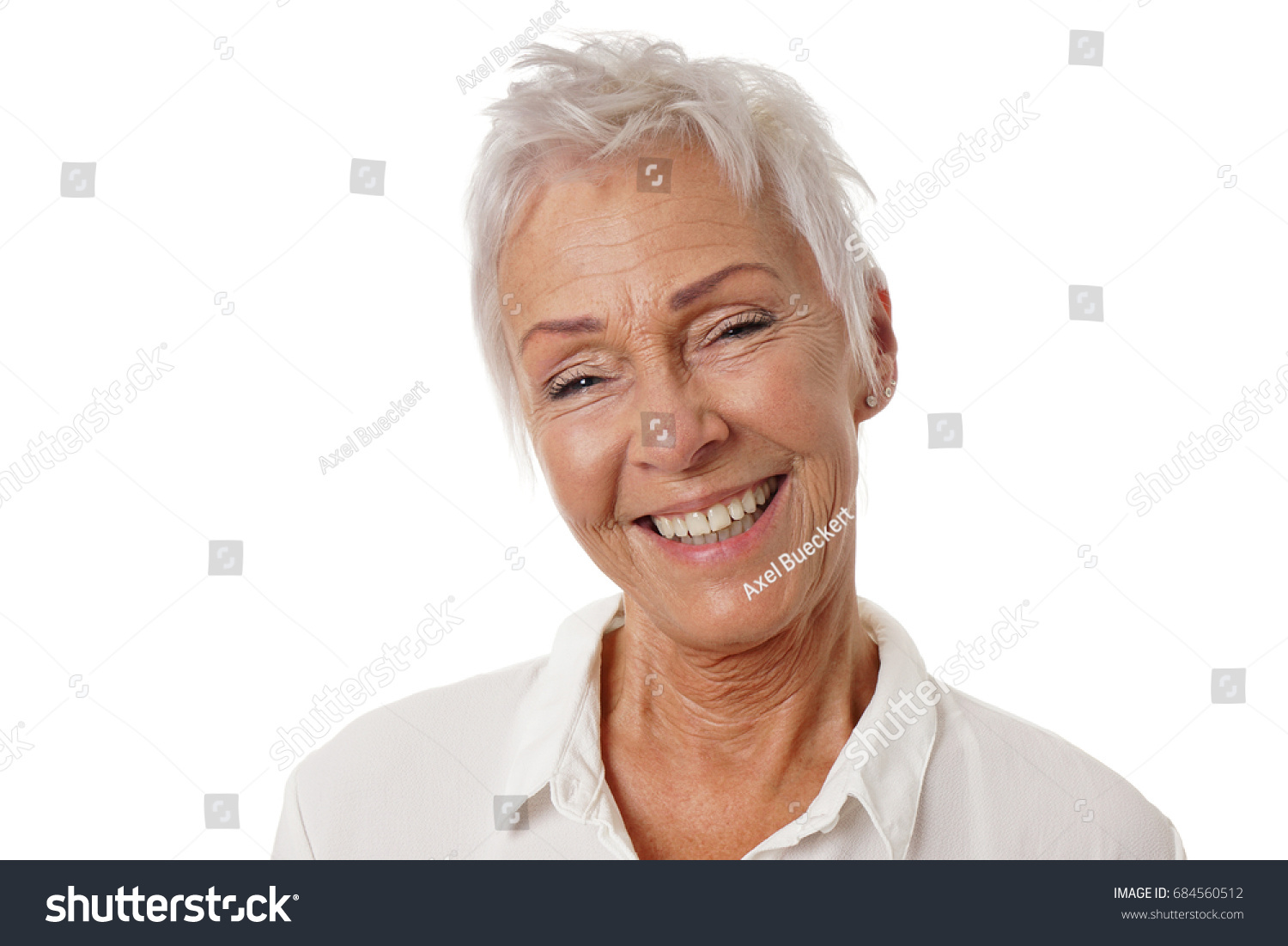 Happy Older Woman Trendy Short White Stock Photo 684560512 | Shutterstock