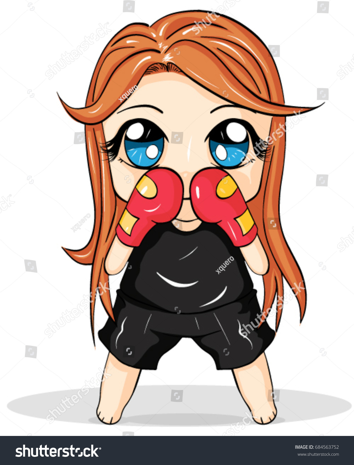 Chibi Women Boxing Stock Vector Royalty Free 684563752 Shutterstock 