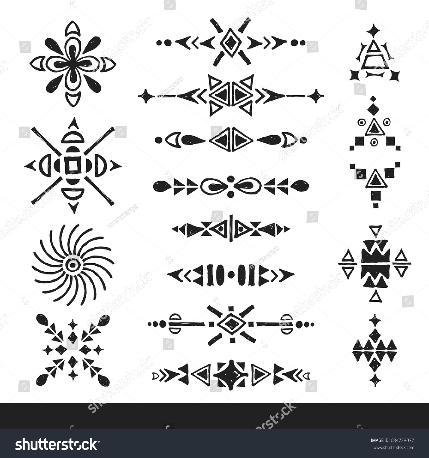 Hand Drawn Ethnic Boho Tribal Design Stock Vector (Royalty Free ...