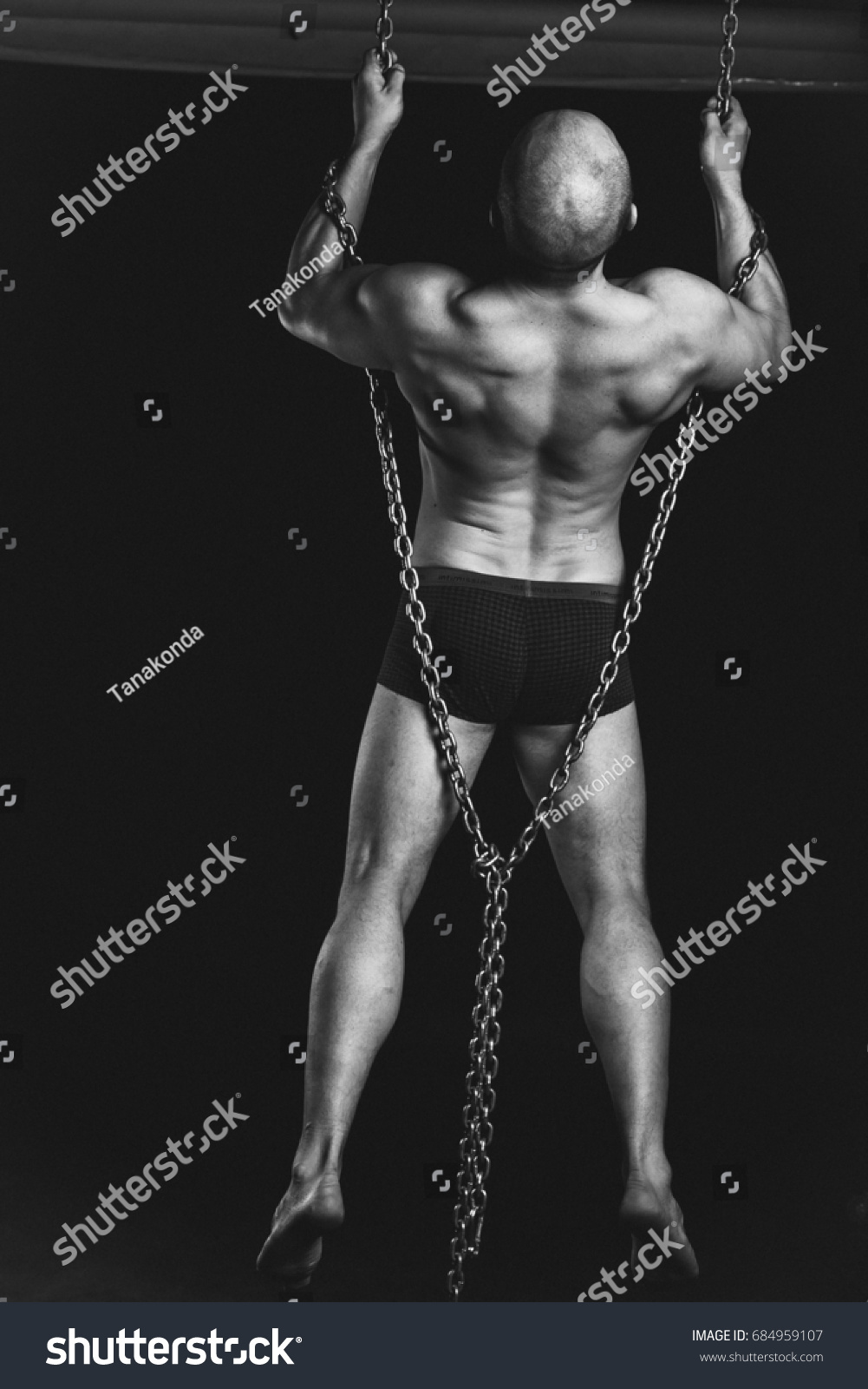 Naked Bodybuilder On Black Background Stock Photo Shutterstock