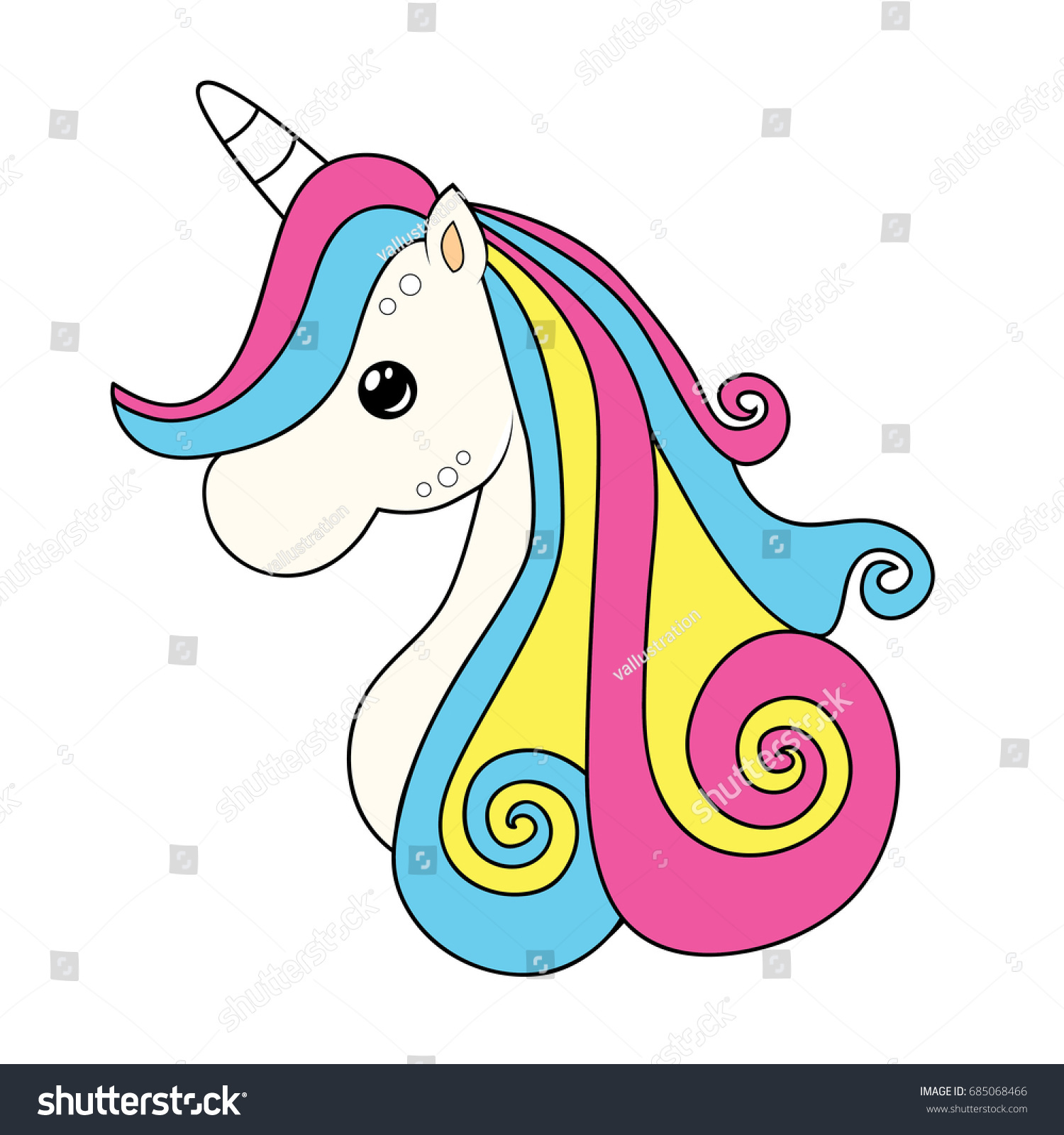 Cute Unicorn Clipart Coloring Activity Vector Stock Vector (Royalty ...