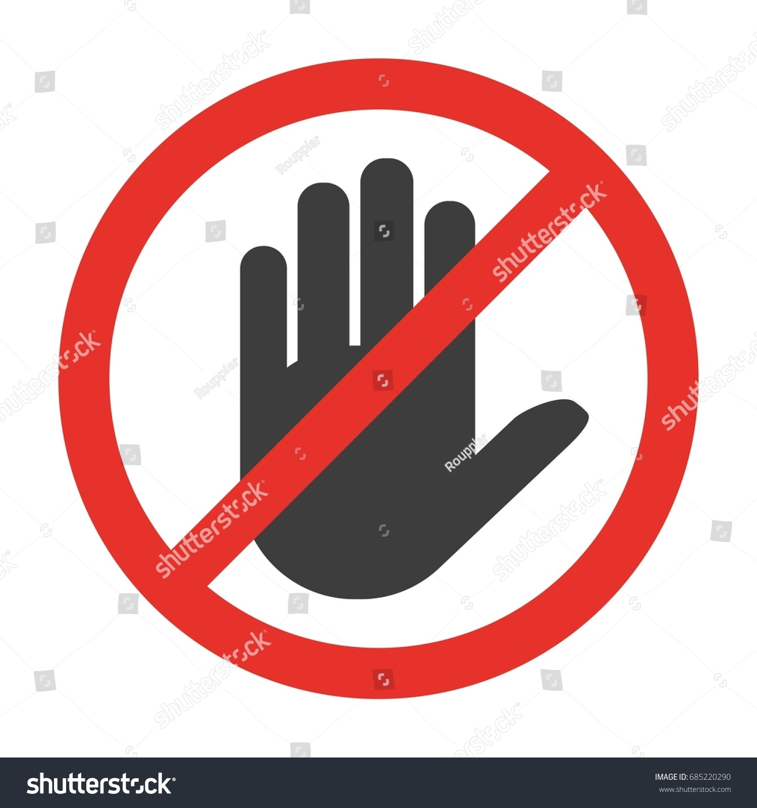 Stop Sign No Entry Black Arm Stock Vector (Royalty Free) 685220290 ...