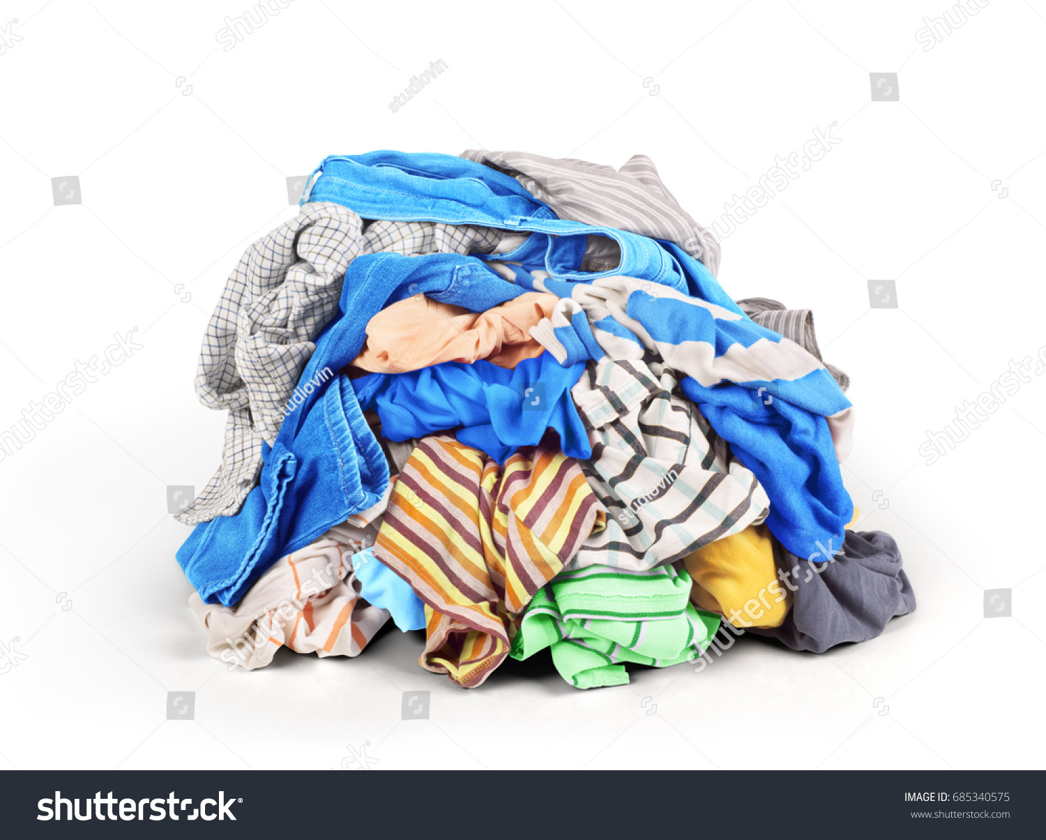 Pile Clothes Isolated On White Background Stock Photo 685340575 ...