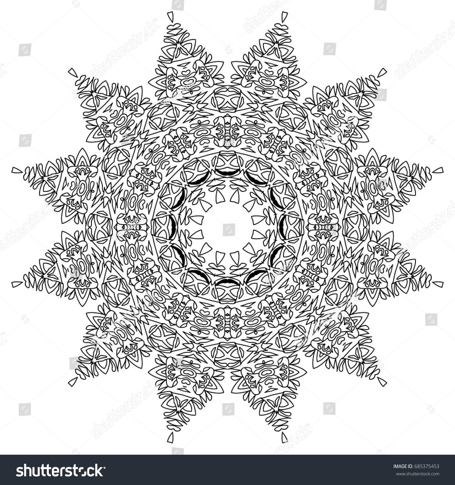 Adult Coloring Book Page Black White Stock Vector (Royalty Free ...