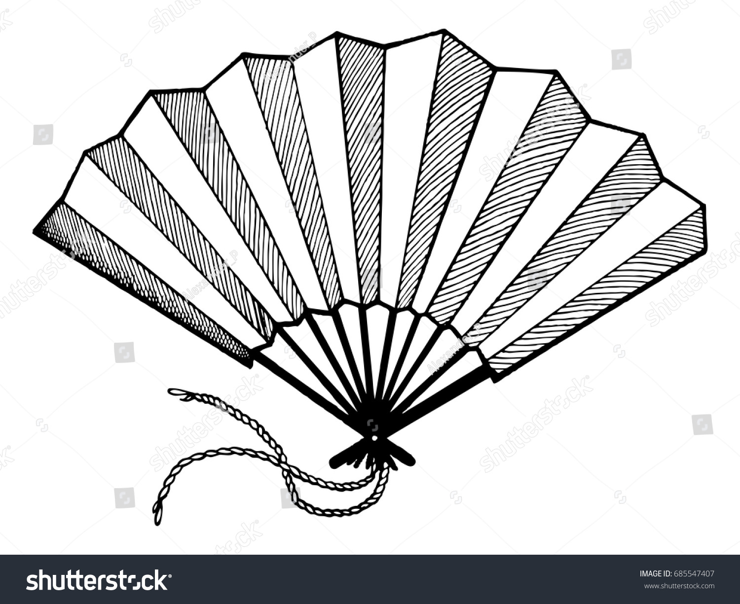 Hand Fan Engraving Vector Illustration Scratch Stock Vector (Royalty ...