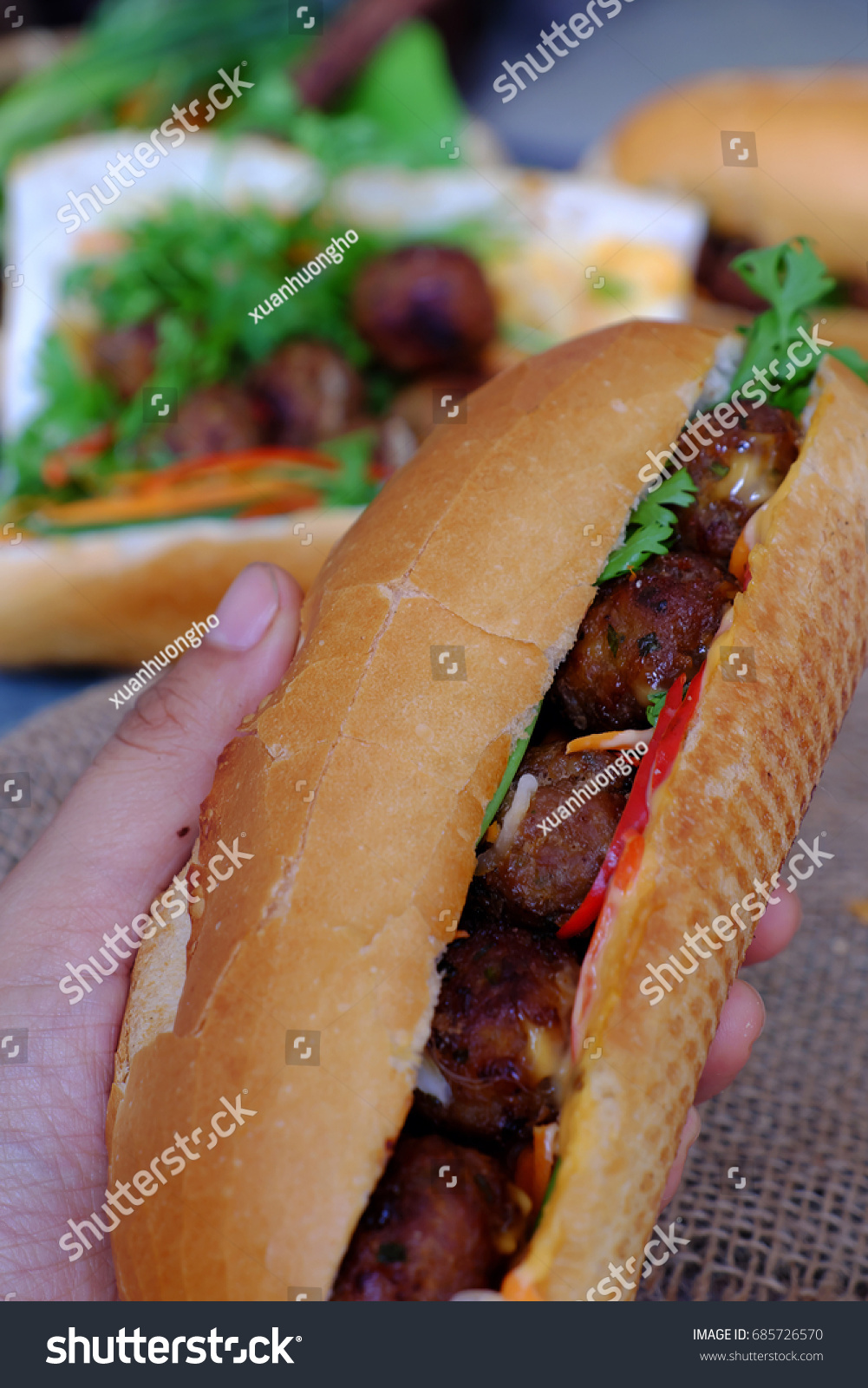 Vietnamese Street Food Banh Mi Thit Foto Stock 685726570 | Shutterstock