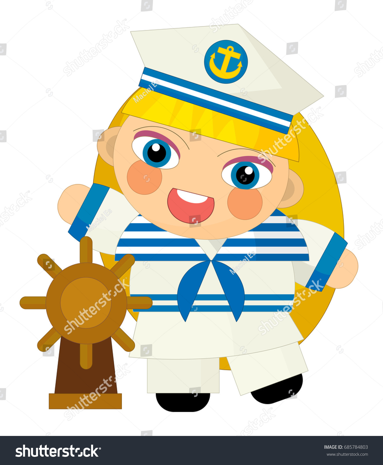 Cartoon Isolated Character Sailor Girl Illustration Stock Illustration ...