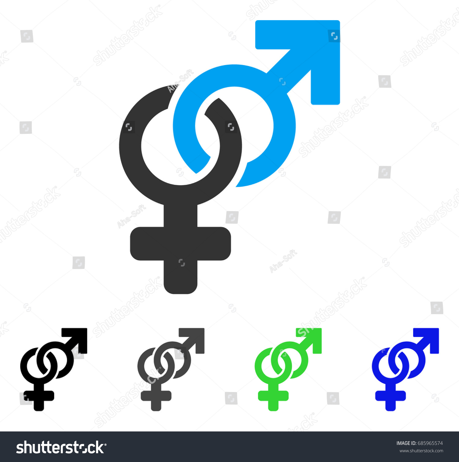 Heterosexual Symbol Flat Vector Illustration Colored Stock Vector