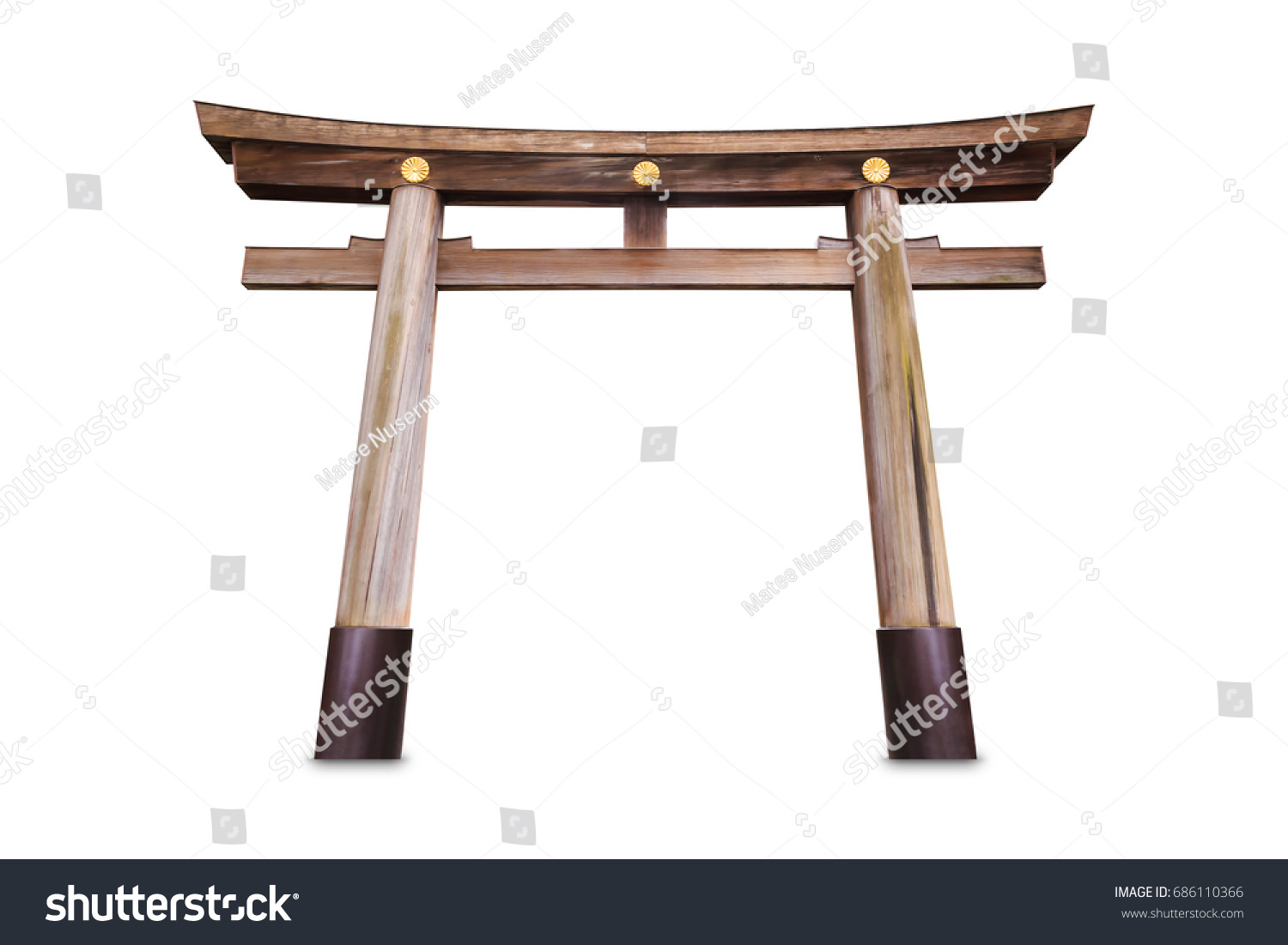 Unpainted Wooden Myojin Torii Gate Isolated Stock Photo 686110366 ...