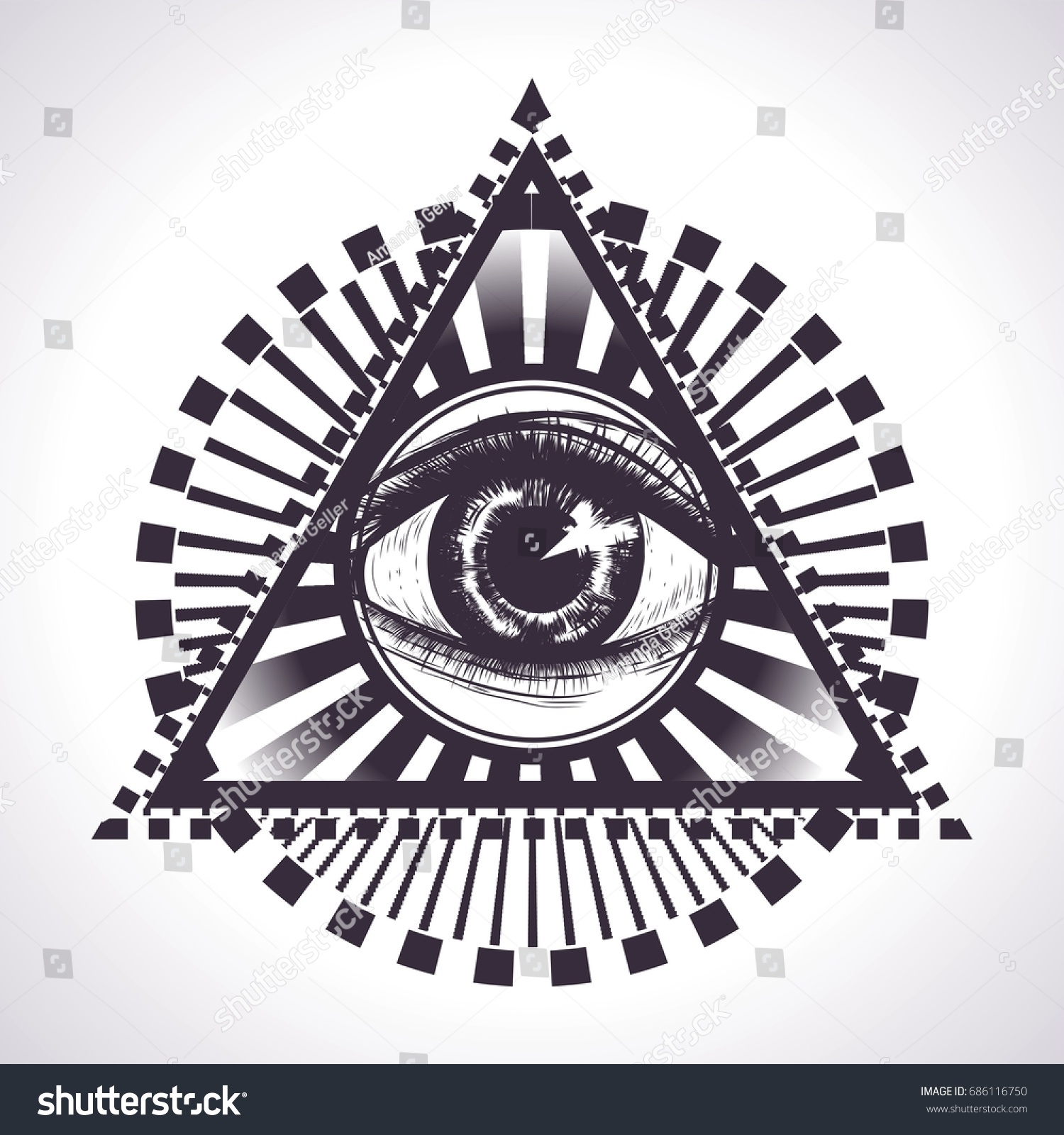 Hand Drawn All Seeing Eye Hypnotic Stock Vector (Royalty Free ...