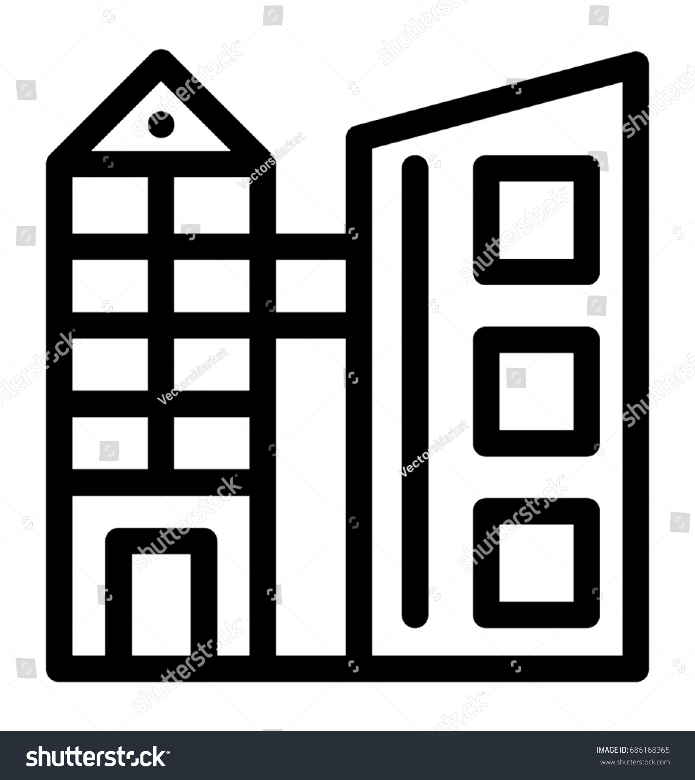 Building Line Vector Icon Stock Vector (royalty Free) 686168365 