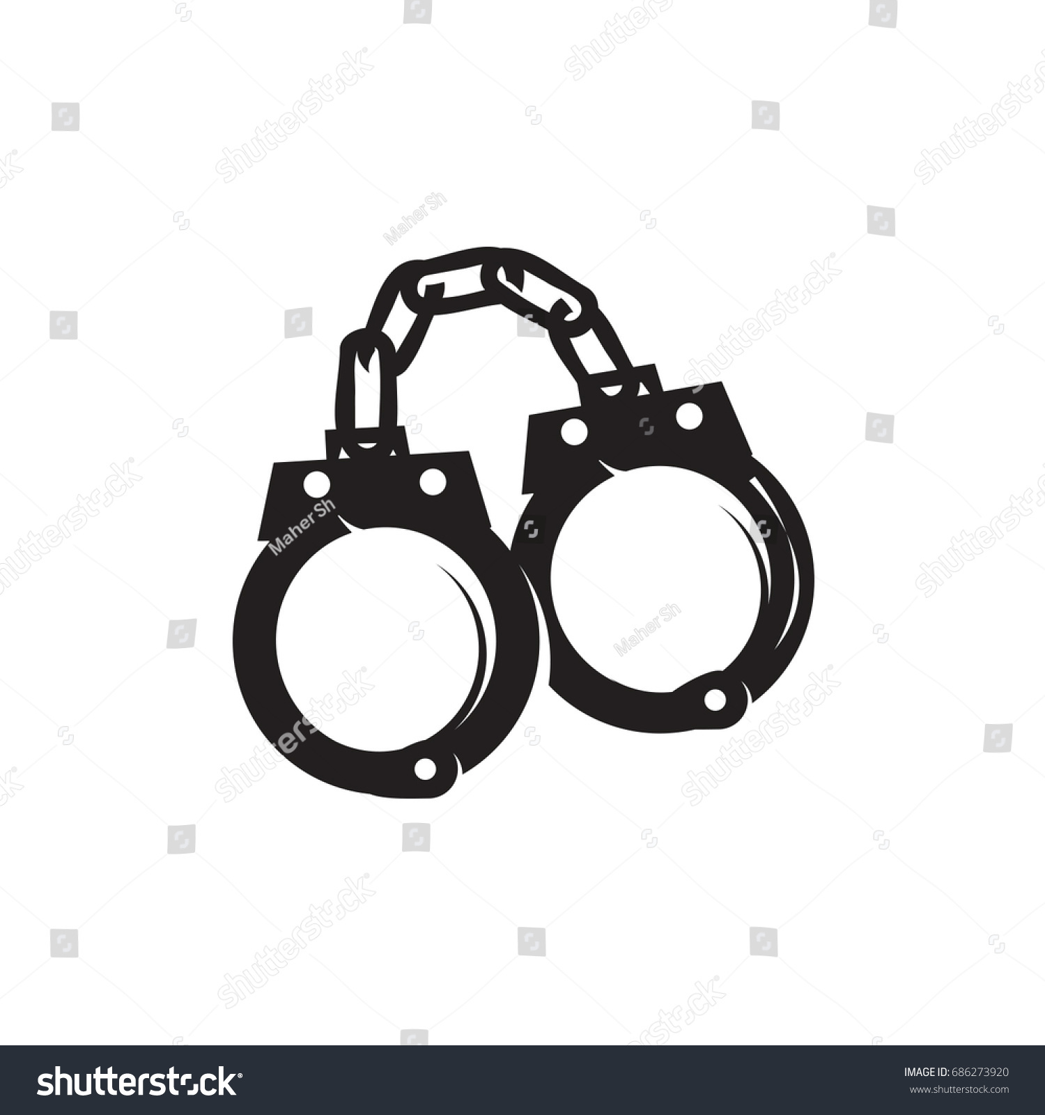 Bold Handcuffs Illustration Isolated On White Stock Vector (Royalty ...