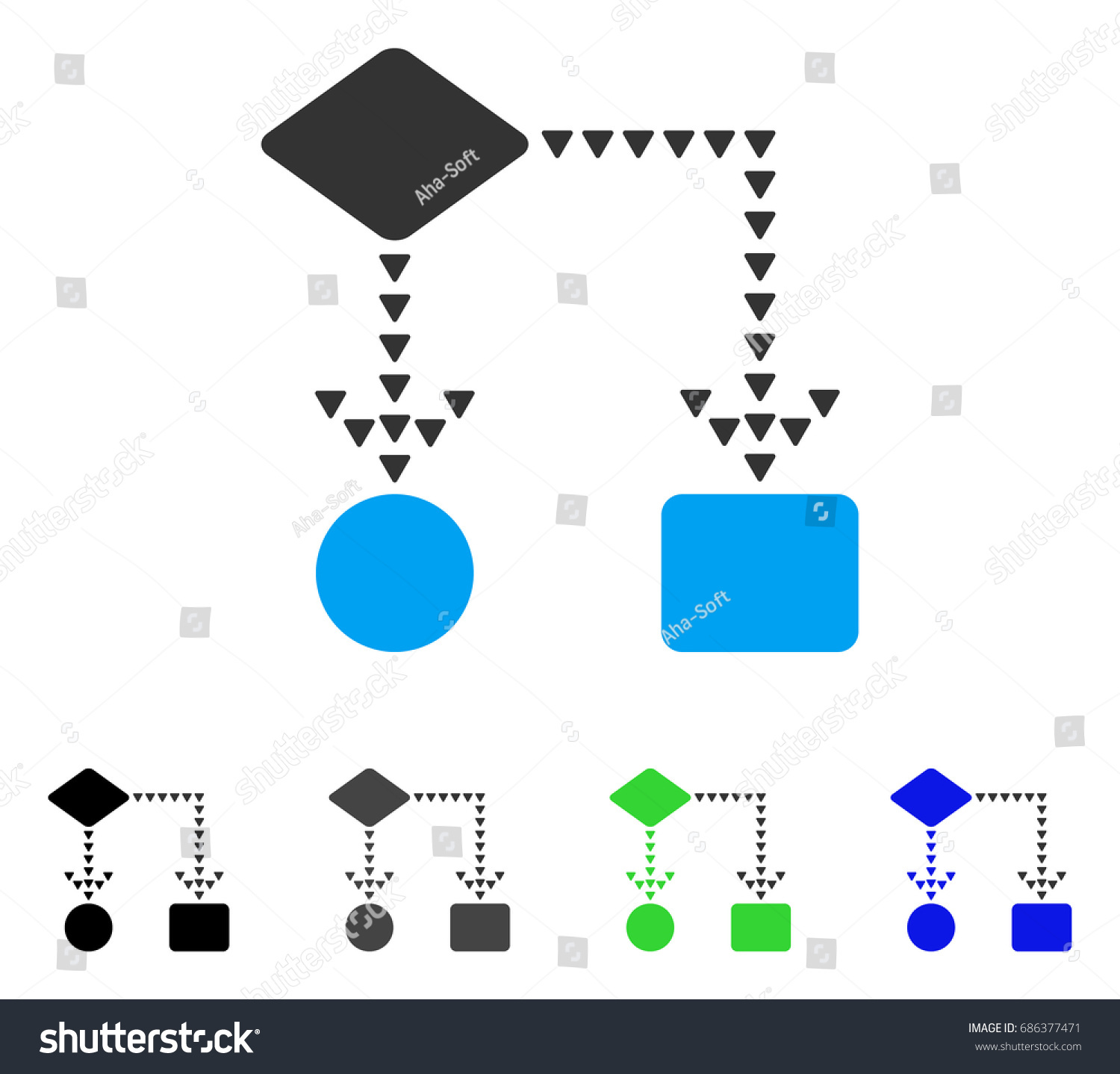 Algorithm Flowchart Flat Vector Illustration Colored Stock Vector ...