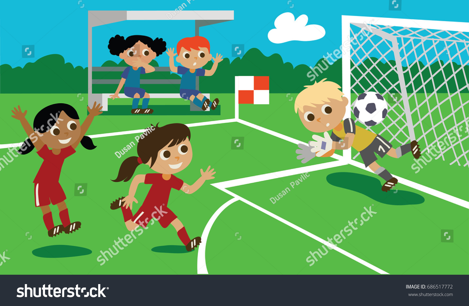 Children Playing Football Stock Vector (Royalty Free) 686517772 ...