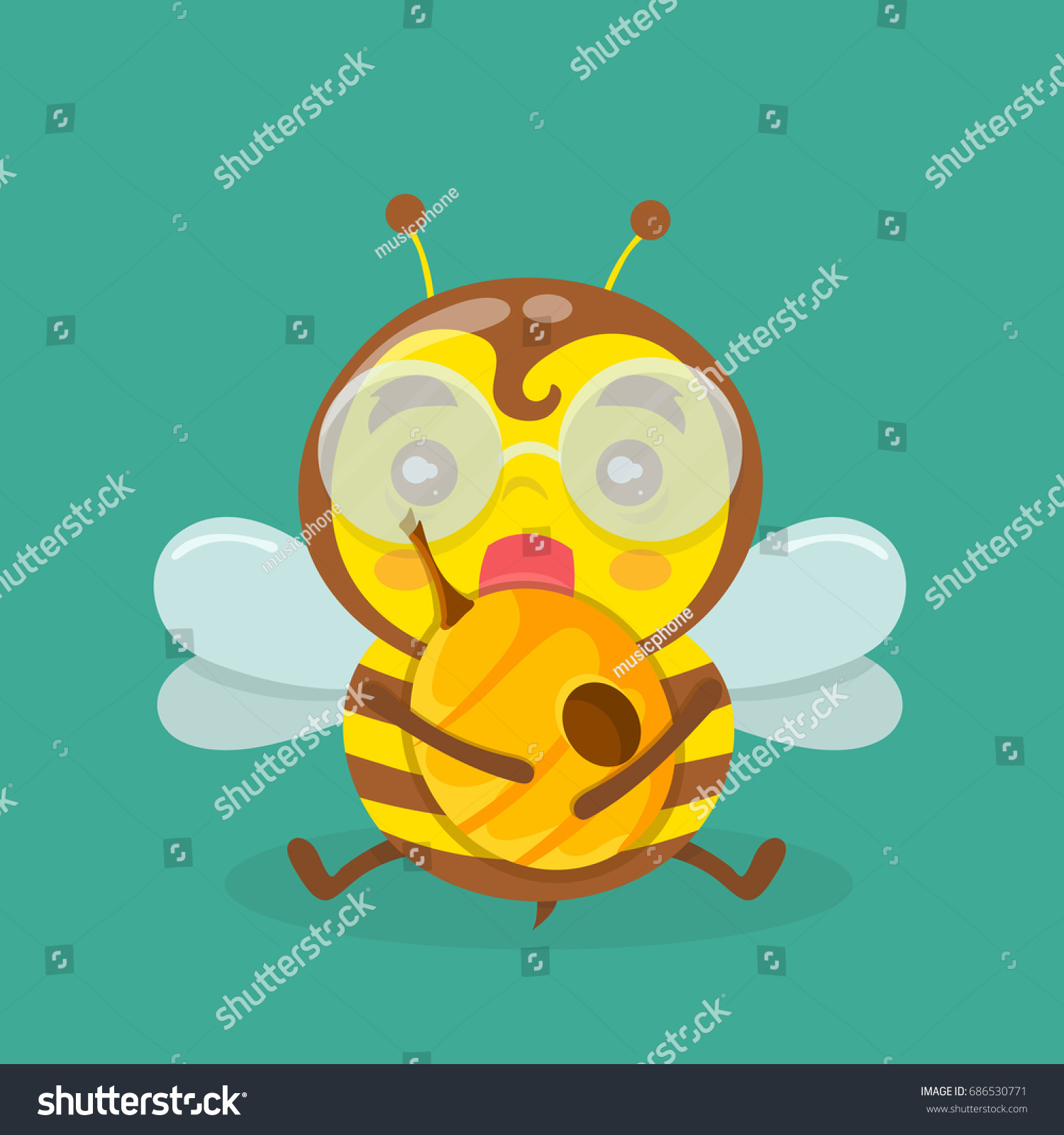 Cute Bee Cartoon Vector Isolated Stock Vector Royalty Free 686530771