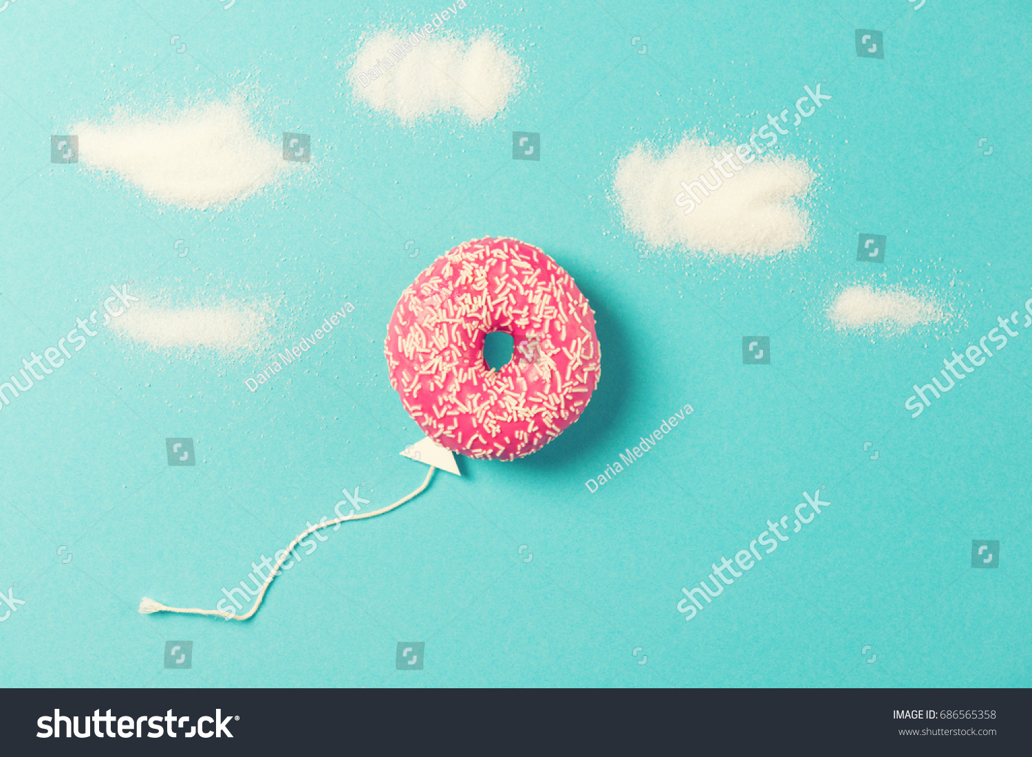 Pink Donut On Blue Background Creative Stock Photo 686565358 | Shutterstock