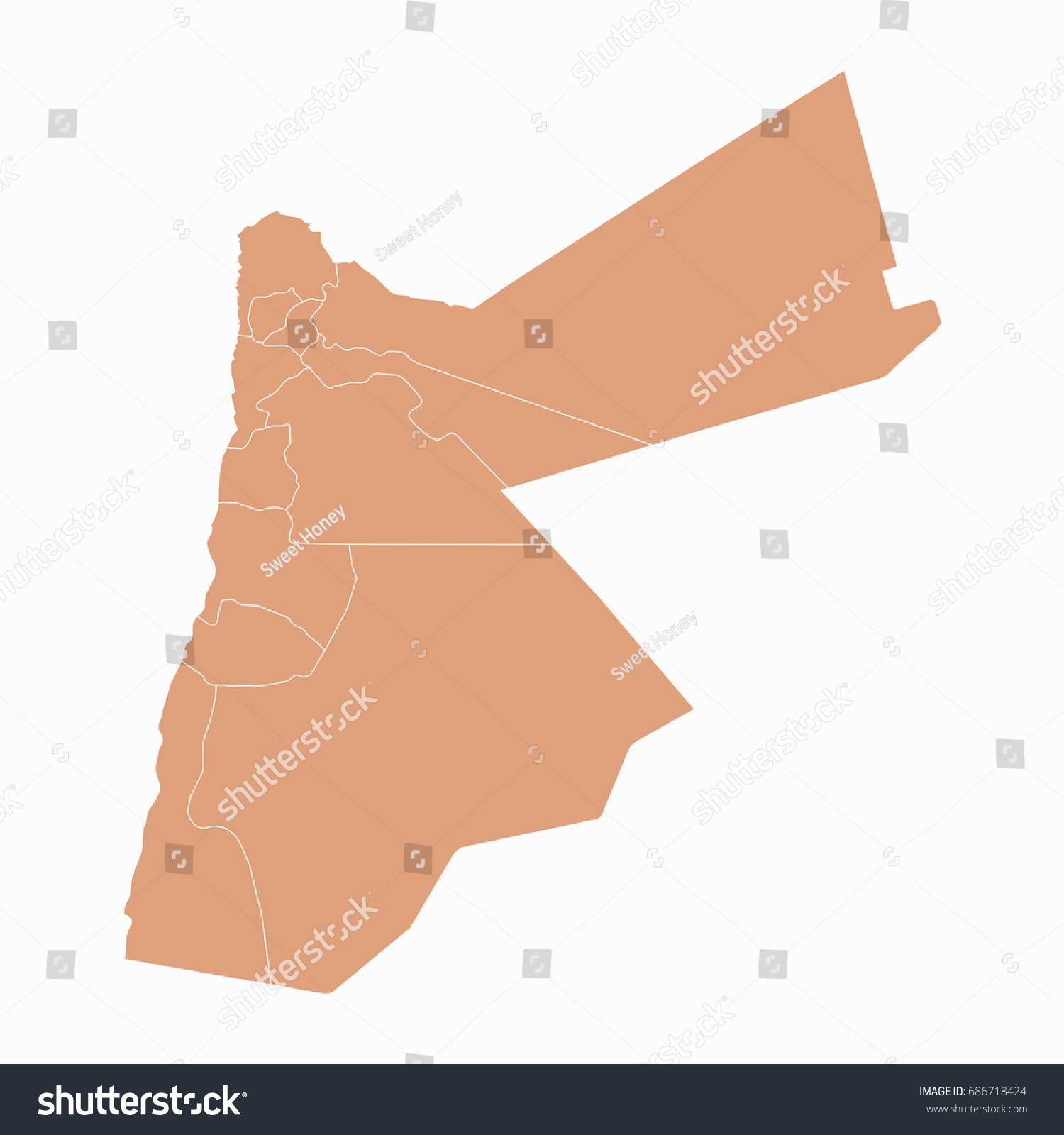 Mapjordan Map Each City Border Has   Stock Vector Map Jordan Map Each City And Border Has Separately Vector Illustration Eps 686718424 