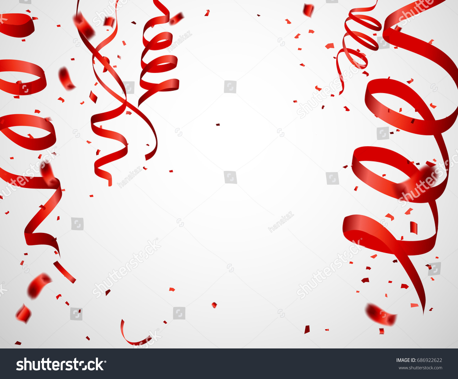 Celebration Background Template Confetti Red Ribbons Stock Vector Royalty Free 686922622 2951